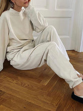 Load image into Gallery viewer, Fashion Casual Long-sleeved Solid Color Micro High Collar Two-piece Suit