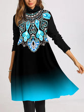 Load image into Gallery viewer, Elegant Retro High Neck Long Sleeve Dress