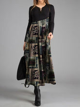 Load image into Gallery viewer, Warm Flower Print Stitching Long Sleeve Casual Dress