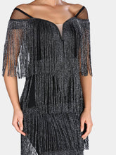 Load image into Gallery viewer, Fashion Fringed One-shoulder Evening Dress