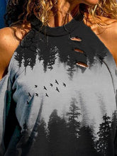 Load image into Gallery viewer, Fashion Casual Printed Leaky Shoulder Long Sleeve Top