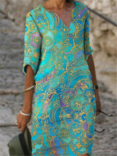 Load image into Gallery viewer, Bohemian Retro Casual Loose Floral Dress