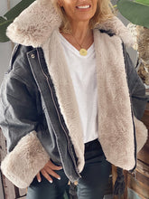 Load image into Gallery viewer, Autumn Winter Lapel Fleece on Cuffs Denim Jacket