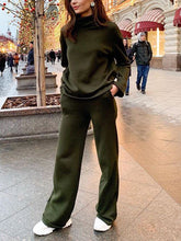 Load image into Gallery viewer, Pure Color High Collar Casual Two-piece Suit