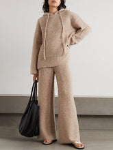 Load image into Gallery viewer, Lazy Simple Pure Color Casual Hooded Women'S Knitted Suit