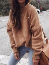 Load image into Gallery viewer, Fashion Casual Loose Round Neck Long Sleeve Solid Color Sweater