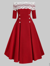 Load image into Gallery viewer, Elegant and Generous One-neck Lace Long Sleeve Dress