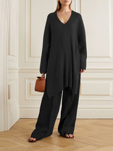 Load image into Gallery viewer, Fashion Solid Color V-neck Long Two-piece Suit