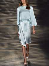 Load image into Gallery viewer, Smooth Solid Color Top and High Waist Skirt Suit