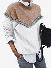 Load image into Gallery viewer, Fashion Simple Color Block Tassel Sweater Top