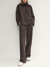 Load image into Gallery viewer, Casual Solid Color High Collar Loose Two-piece Suit