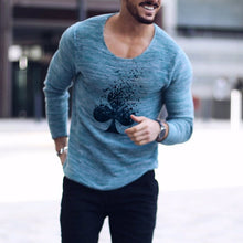 Load image into Gallery viewer, Men'S Round Neck Blue Plum Blossom Long Sleeve T-Shirt