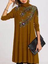 Load image into Gallery viewer, Retro Loose Casual Long Sleeve High Collar Dress