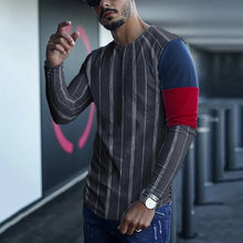 Load image into Gallery viewer, Fashion Round Neck Stitching Striped T-Shirt