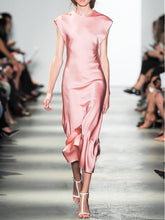 Load image into Gallery viewer, Fashion Pure Color Silk Elegant Midi Dress