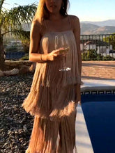 Load image into Gallery viewer, Fashion Sexy Suspender Fringed Midi Dress