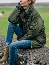 Load image into Gallery viewer, Winter High Neck Button Warm Outerwear Puffer Coat