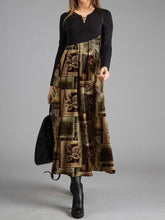 Load image into Gallery viewer, Warm Flower Print Stitching Long Sleeve Casual Dress