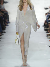 Load image into Gallery viewer, Fashion V-neck Slit Midi Dress