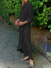 Load image into Gallery viewer, Fashion Casual Round Neck Long Sleeve Solid Color Ruffled Two-piece Suit