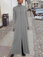 Load image into Gallery viewer, Fashion High Neck Knitted Split Solid Color Dress