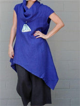 Load image into Gallery viewer, Cotton And Linen Scarf Collar Sleeveless Irregular Hem Women'S Suit