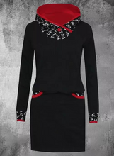 Load image into Gallery viewer, Casual Printed Contrast Color Women'S Hooded Sweater Dress