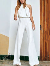 Load image into Gallery viewer, Fashionable Simple Solid Color Halter Sleeveless Jumpsuit