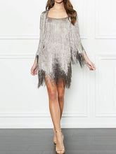 Load image into Gallery viewer, Fashion Fringe Long Sleeve Evening Dress