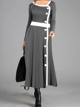 Load image into Gallery viewer, Elegant Retro Long Sleeve Maxi Dress
