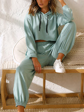 Load image into Gallery viewer, Autumn Winter Short Hooded Solid Color Casual Suit