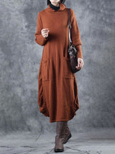 Load image into Gallery viewer, Retro Casual High Neck Women'S Long Knitted Dress