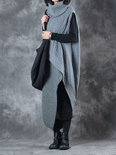 Load image into Gallery viewer, Retro Asymmetric Turtleneck Sweater Dress