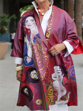 Load image into Gallery viewer, Retro Portrait Print Women'S Casual Coat Jacket