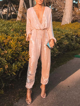 Load image into Gallery viewer, Fashion Long Sleeve V-neck Sequin Party Jumpsuit