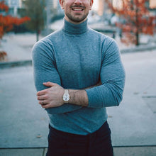 Load image into Gallery viewer, Men'S Solid Color Casual High Neck Slim Knit Sweater