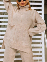 Load image into Gallery viewer, Turtleneck Wool Knitted Two Piece Suit