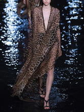 Load image into Gallery viewer, Sexy V-neck Leopard Print High Waist Long Dress