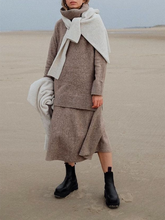 Load image into Gallery viewer, Fashion Turtleneck Sweater Skirt Knit Two Piece Set