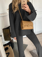 Load image into Gallery viewer, Fashion Casual Solid Color Round Neck Split Two-piece Suit