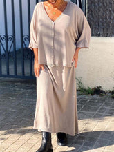 Load image into Gallery viewer, Pure Color Cardigan Dress Casual Two-piece Suit