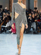 Load image into Gallery viewer, Fashion Sexy Long Sleeve Irregular Midi Dress