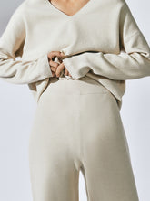 Load image into Gallery viewer, V-Neck Solid Color Irregular Hem Knitted Suit