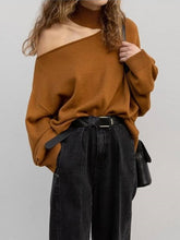 Load image into Gallery viewer, Fashion One-shoulder Long-sleeved Knitted Top