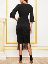 Load image into Gallery viewer, Fashion V-neck Fringe Stitching Midi Dress