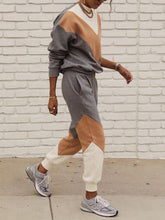 Load image into Gallery viewer, Fashion Loose Splicing Color Casual Two-piece Suit