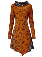 Load image into Gallery viewer, Flower Leopard Print Stitching Tunic Dress
