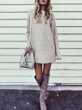 Load image into Gallery viewer, Simple Solid Color Long Sleeve Casual Knitted Dress