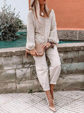 Load image into Gallery viewer, Pure Color Casual Knitted Loose Two-piece Suit