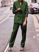 Load image into Gallery viewer, Women's Casual Double Row Solid Color Suit Two-piece Suit